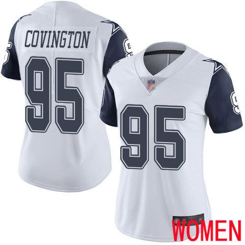 Women Dallas Cowboys Limited White Christian Covington 95 Rush Vapor Untouchable NFL Jersey